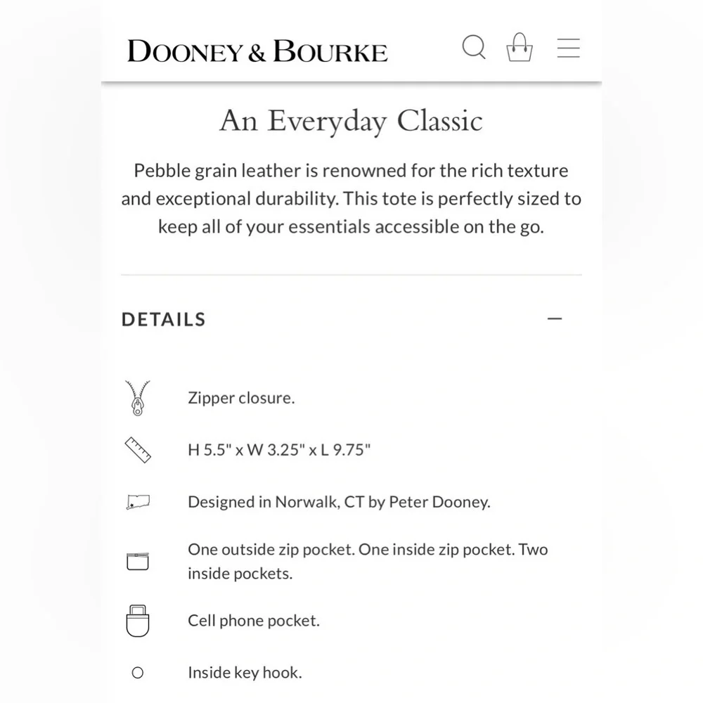 Dooney & Bourke Pebble Grain Leather Charleston Shopper